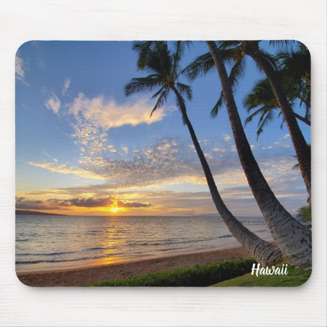 Tapis De Souris Coucher de soleil et palmiers de Maui (Devant)