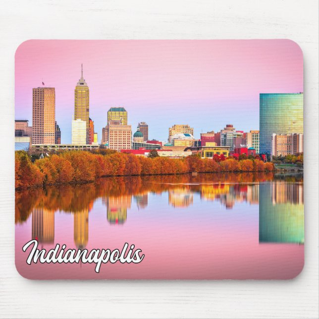 Tapis De Souris Coucher de soleil sur Indianapolis, Indiana, États (Devant)