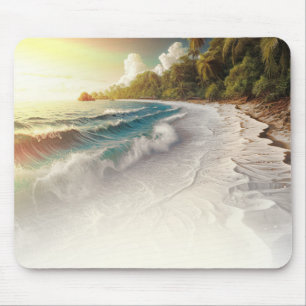 Tapis De Souris Coucher de soleil sur la plage paradisiaque Côté r