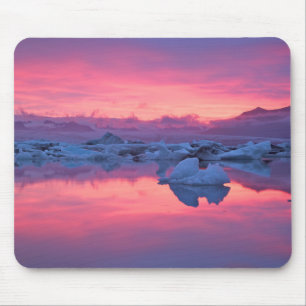 Tapis De Souris Coucher de soleil sur le lagon du glacier Jokulsar
