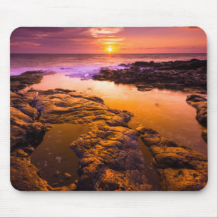 Tapis De Souris Coucher de soleil sur les marées, Hawaï