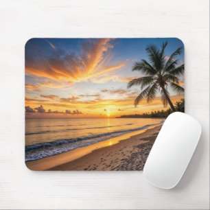 Tapis De Souris Coucher de soleil sur une île tropicale