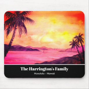 Tapis De Souris Coucher de soleil tropical à l'aquarelle par Farid