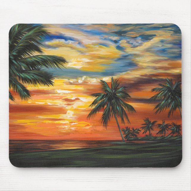 Tapis De Souris Coucher de soleil tropical étonnant (Devant)