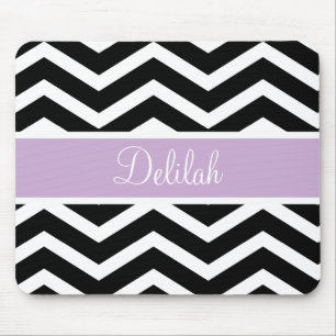 Tapis De Souris Couleur Chevron blanc noir