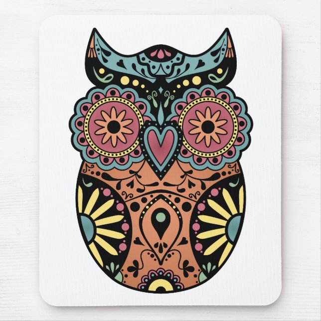 Tapis De Souris Couleur de hibou de crâne de sucre (Devant)