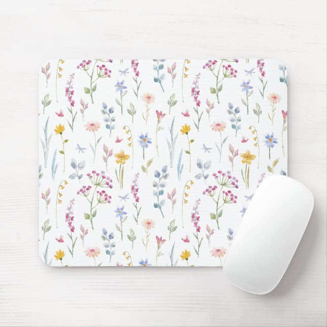 Tapis De Souris Couleur de l'eau motif floral (Avec souris)