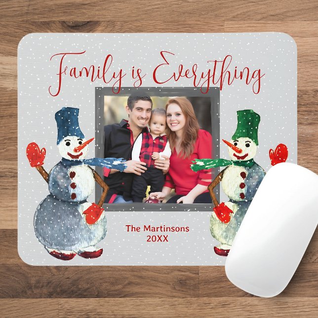 Tapis De Souris Couleur d'eau douce Famille Photo Neige (Créateur téléchargé)