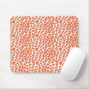 Tapis De Souris Couleur orange et Empreinte de léopard blanc