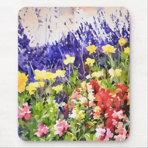 Tapis De Souris Couleur vive Mousepad à fleurs pittoresques
