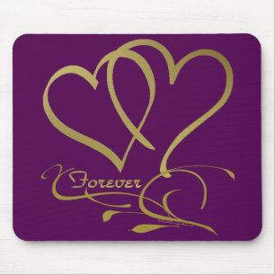 Tapis De Souris Couleurs de fond modifiables Forever Hearts Gold