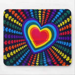Tapis De Souris Couleurs gays Coeur Arc-en-ciel Motif différent LG