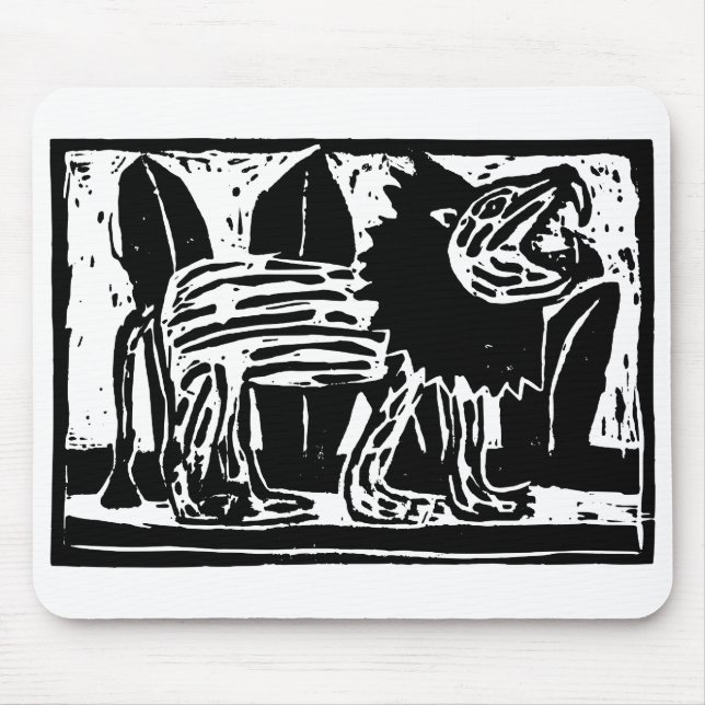 Tapis De Souris Coupe Lino Lion noir et blanc (Devant)