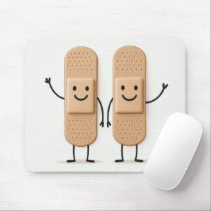 Tapis De Souris Couple de personnages bâtons avec bandage qui agit