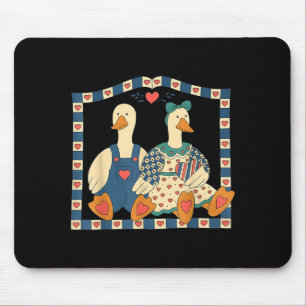 Tapis De Souris Couple d'oies rétro Saint Valentin Drôle Canard Mi