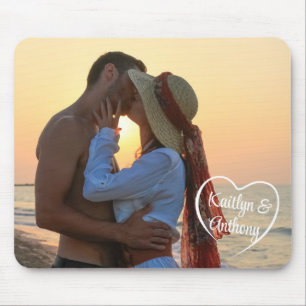 Tapis De Souris Couple Love Heart Photo Names