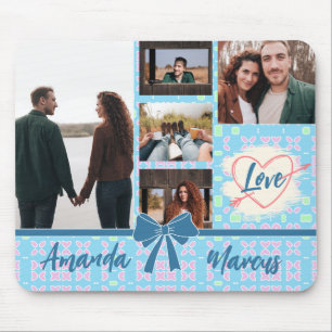 Tapis De Souris Couple Photo Collage Love Blue Motif