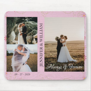 Tapis De Souris Couple Photo Personnalisé Nom du collage Mariage B