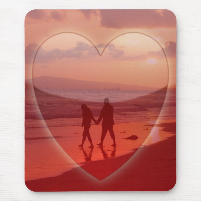 Tapis De Souris Couple sur la plage Valentine (Devant)