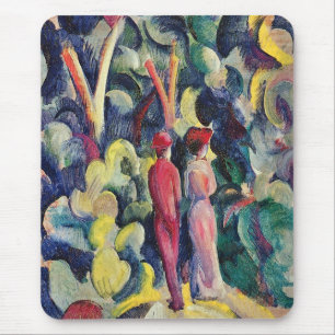 Tapis De Souris Couple sur le chemin forestier par August Macke
