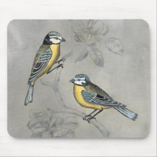 Tapis De Souris Couples argentés d'oiseau de la volière  