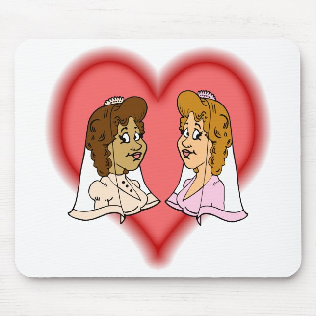 Tapis De Souris Couples Bi-Raciaux lesbiens (Devant)