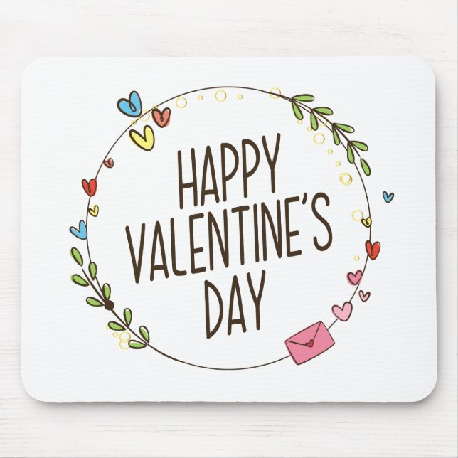 Tapis De Souris Courbe Heureuse Sainte-Valentin simple | Mousepad (Devant)