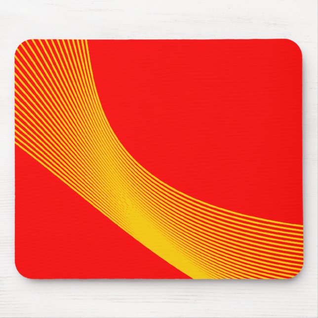 Tapis De Souris Courbes de Bézier - Ambre sur rouge (Devant)