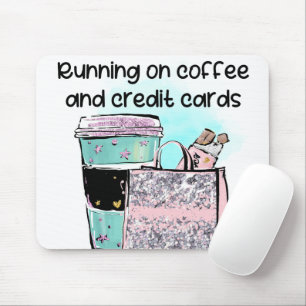 Tapis De Souris Courir sur le café et les cartes de crédit