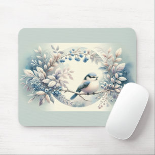 Tapis De Souris Couronne de baies de merlebleu d'hiver