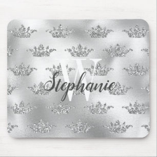 Tapis De Souris Couronne de paillettes en feuille d'argent Glam Mo