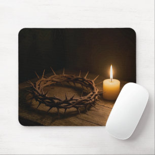 Tapis De Souris Couronne d'épines illuminée par une bougie
