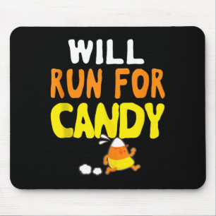 Tapis De Souris Courra Pour Des Bonbons Drôle De Coureur D'Hallowe