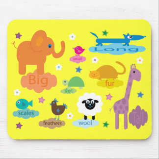 Tapis De Souris Coutume jaune d'animaux éducatifs colorés mignons