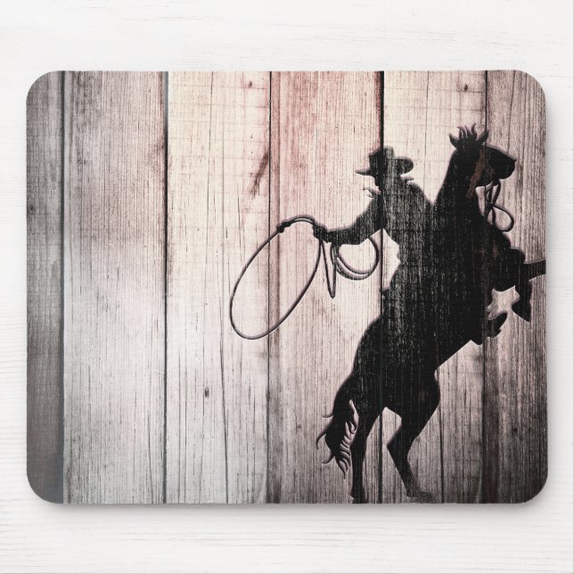 Tapis De Souris Cow-boy Rustic Wood Barn Country Wild West (Devant)