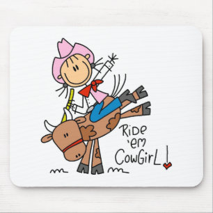 Tapis De Souris Cow-girl de bâton montant Taureau Mousepad