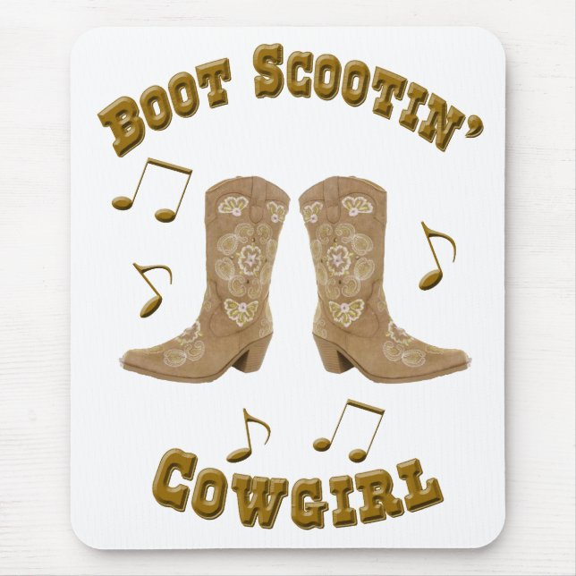 Tapis De Souris "Cow-girl" Mousepad occidental de Scootin de botte (Devant)