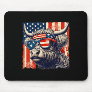 Tapis De Souris Cow Sungles drapeau américain 4 juillet fermier
