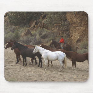 Tapis De Souris Cowboy avec troupeau