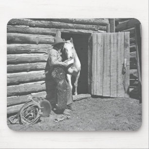 Tapis De Souris Cowboy lisant une lettre