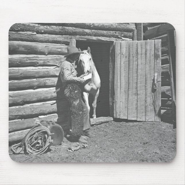 Tapis De Souris Cowboy lisant une lettre (Devant)
