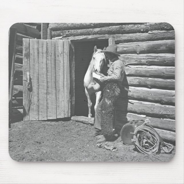 Tapis De Souris Cowboy lisant une lettre (Devant)