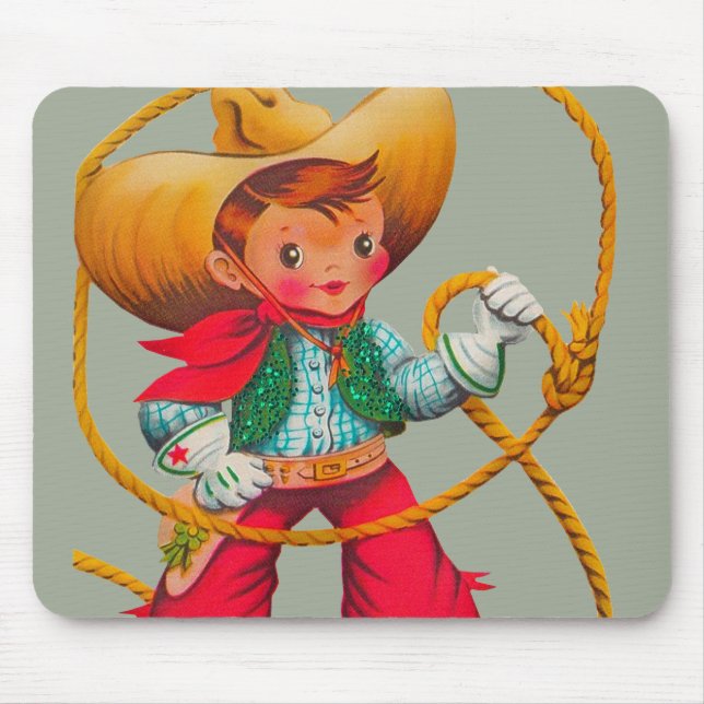 Tapis De Souris Cowboy Retro Boy Child Cute Western (Devant)