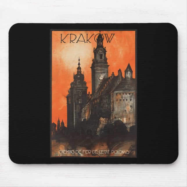 Tapis De Souris Cracovie Pologne - Poster de voyage polonais Vinta (Devant)