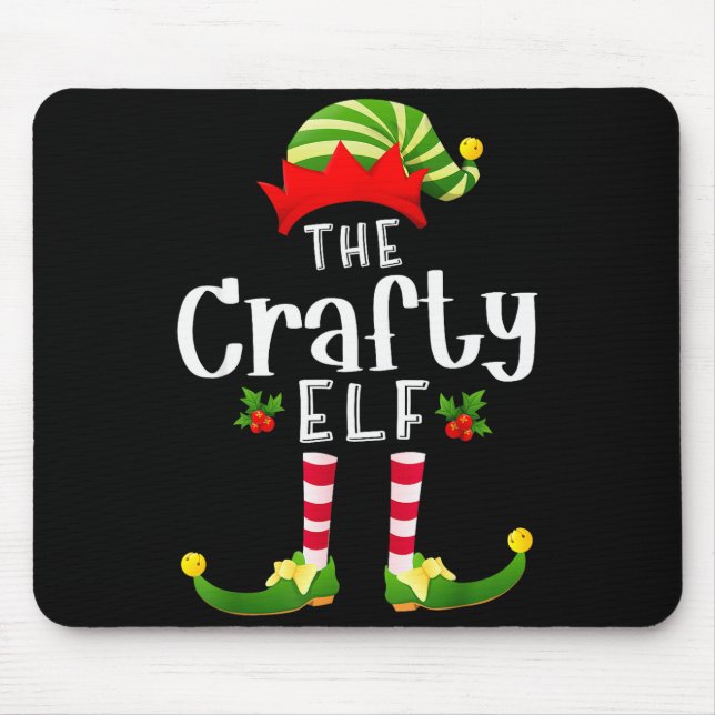 Tapis De Souris Crafty Christmas Elf Matching Pajama X-mas Party  (Devant)