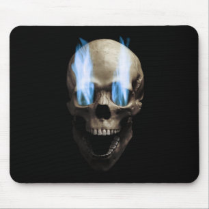 Tapis De Souris Crâne à flammes bleues
