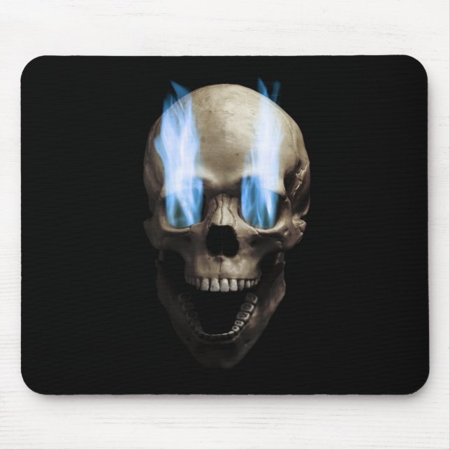 Tapis De Souris Crâne à flammes bleues (Devant)