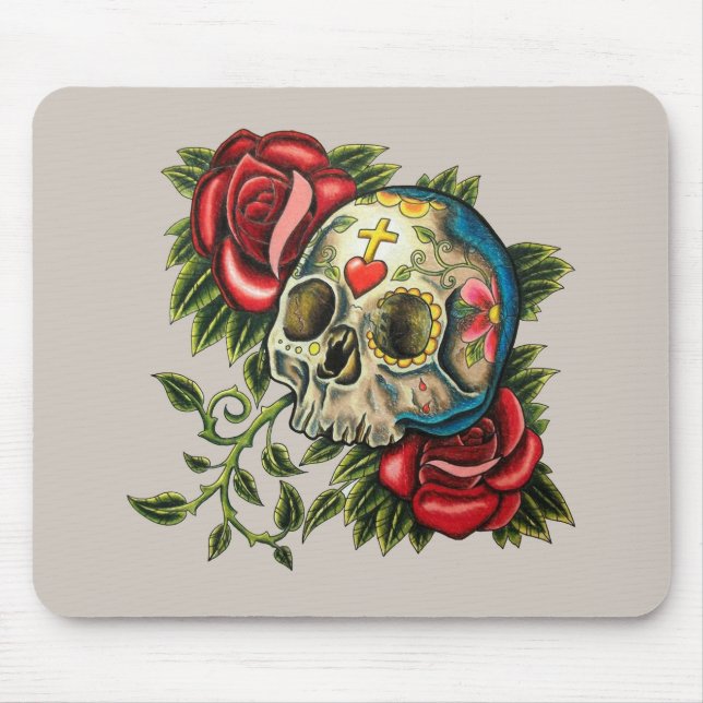 Tapis De Souris Crâne à sucre, Dia de los Muertos #26 (Devant)