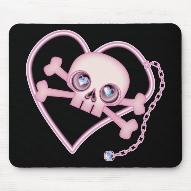 Tapis De Souris Crâne au néon rose (Devant)