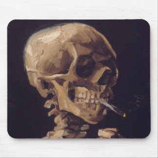Tapis De Souris Crâne avec une cigarette brûlante - Vincent van